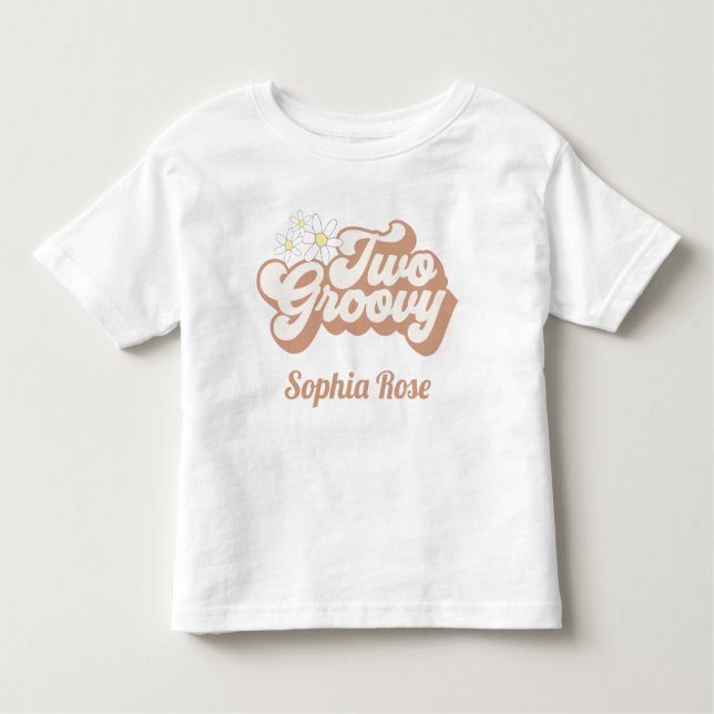 T-shirt Pour Les Tous Petits Deux filles Groovy rétro années 70 chemise d'anniv (Devant)