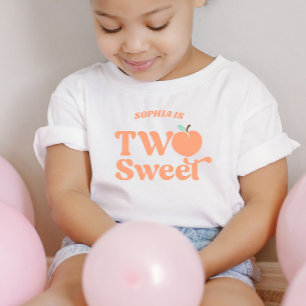 T-shirt Pour Les Tous Petits Deux Fruits de Pêche Sucrée Deuxième fête d'annive