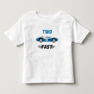 T-shirt Pour Les Tous Petits Deux garçons de voiture de course bleue vintage ra