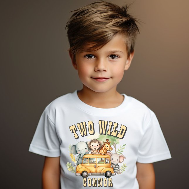 T-shirt Pour Les Tous Petits Deux garçons sauvages anniversaire animaux safari (Créateur téléchargé)