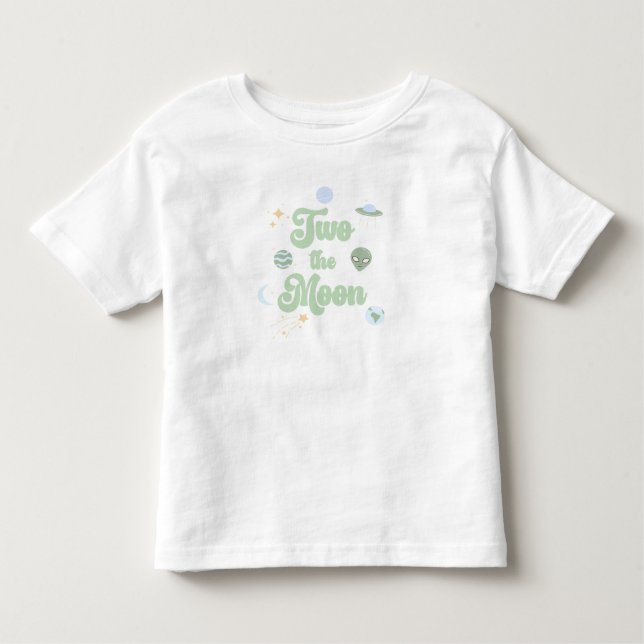 T-shirt Pour Les Tous Petits Deux La Lune Green Space 2e Anniversaire (Devant)
