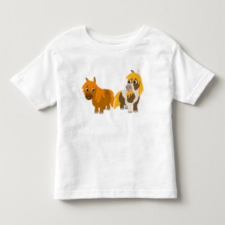 T-shirt Pour Les Tous Petits Deux mignons poneys en caricature pour enfants T-s