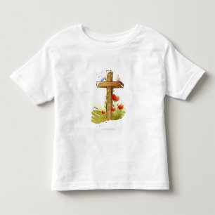 T-shirt Pour Les Tous Petits Deux oiseaux étant perché sur une croix