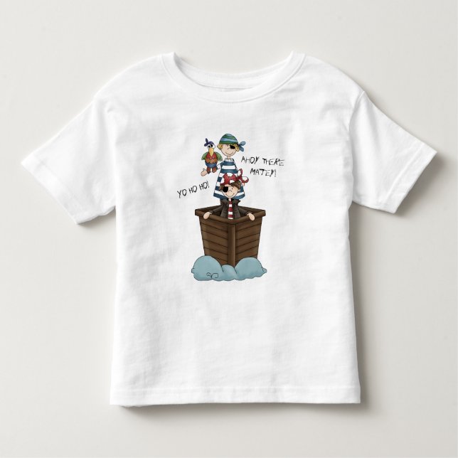 T-shirt Pour Les Tous Petits Deux Pirates En Bateau Pirate Avec Perroquet (Devant)