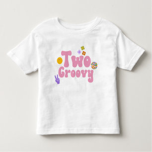 T-shirt Pour Les Tous Petits Deux Super Retro 70's 2e Anniversaire rose