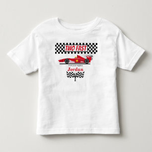 T-shirt Pour Les Tous Petits Deuxième Anniversaire Voiture de Course Rouge Deux