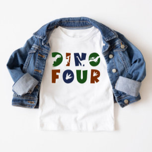 T-shirt Pour Les Tous Petits Dino Four Dinosaur 4e fête d'anniversaire