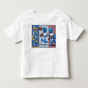 T-shirt Pour Les Tous Petits Dino Kickoff : Tee de football blanc et bleu