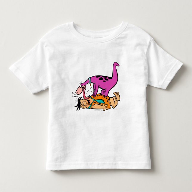 T-shirt Pour Les Tous Petits Dino Licking Fred Flintstone (Devant)