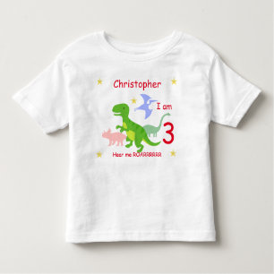 T-shirt Pour Les Tous Petits Dinosaur 3e anniversaire personnalisé