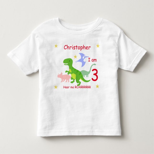 T-shirt Pour Les Tous Petits Dinosaur 3e anniversaire personnalisé (Devant)