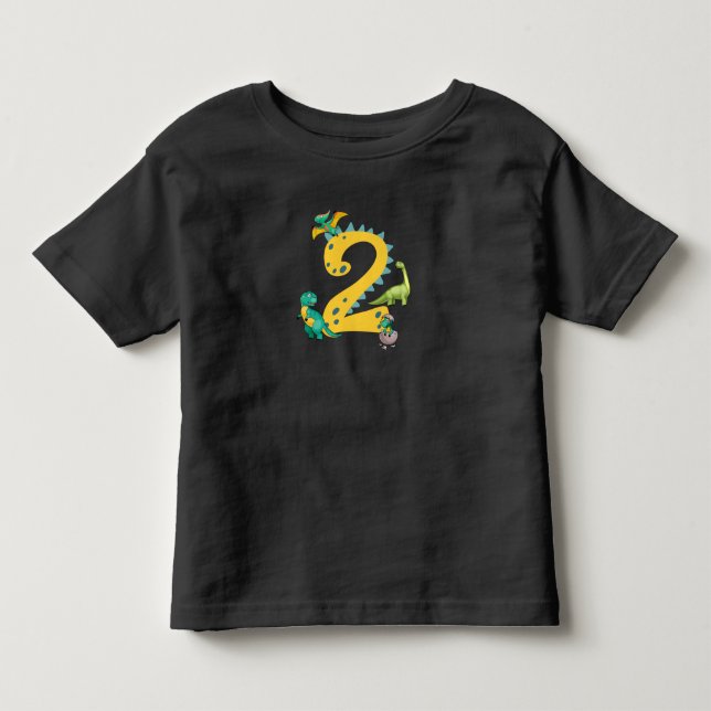 T-shirt Pour Les Tous Petits Dinosaur Trex Dino 2 ans (Devant)