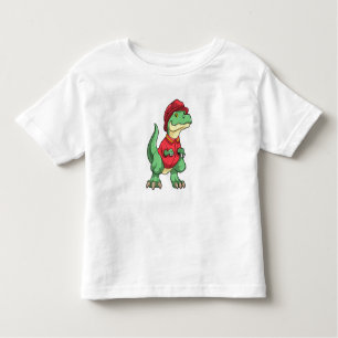 T-shirt Pour Les Tous Petits Dinosaure comme pompier avec casque d'incendie