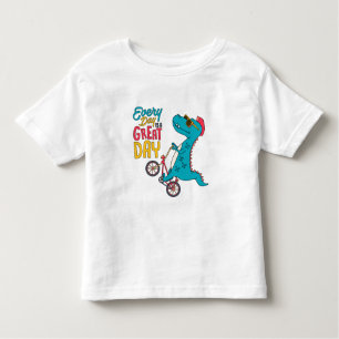 T-shirt Pour Les Tous Petits Dinosaure cool à vélo ; Grand Jour