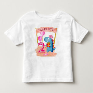 T-shirt Pour Les Tous Petits Dinosaure Cute Girly 2 ans Anniversaire