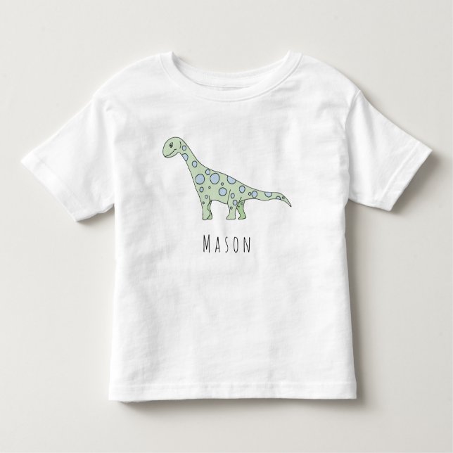 T-shirt Pour Les Tous Petits Dinosaure de chien de bébé personnalisé avec nom (Devant)