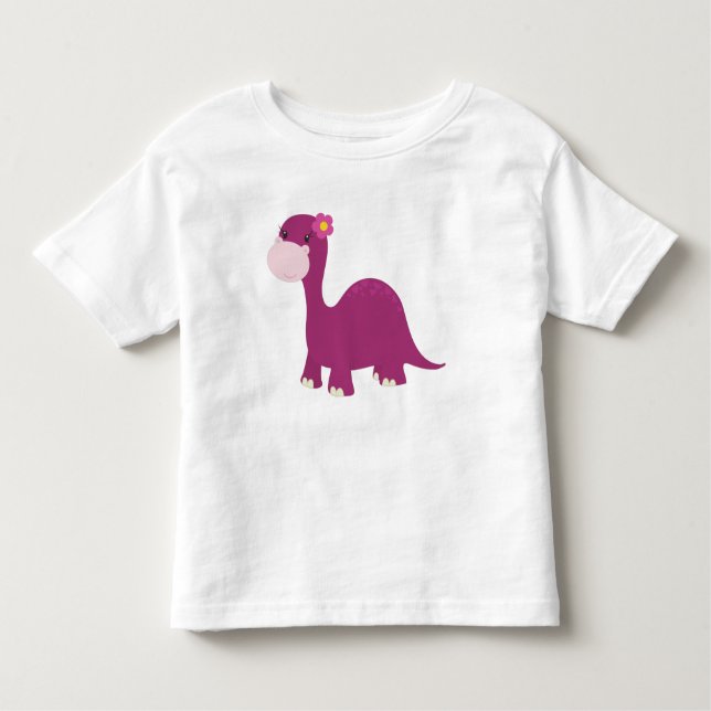 T-shirt Pour Les Tous Petits Dinosaure mignon, Dinosaure fille, Dinosaure rose, (Devant)