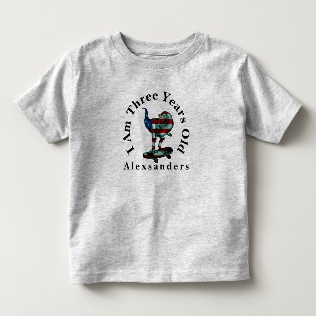 T-shirt Pour Les Tous Petits Dinosaure T Rex avec nom, j'ai 3 ans (Devant)
