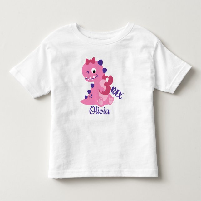 T-shirt Pour Les Tous Petits Dinosaures Caricature mignonne 3ème anniversaire f (Devant)