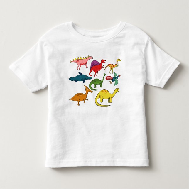 T-shirt Pour Les Tous Petits Dinosaures colorés (Devant)