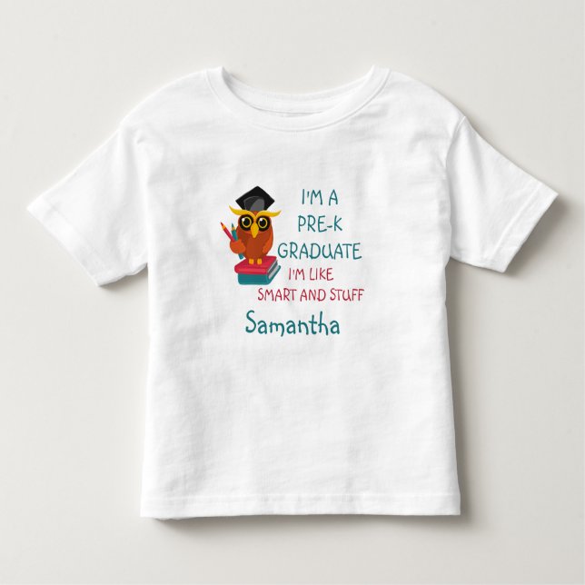 T-shirt Pour Les Tous Petits Diplômé Pré-Maternelle Personnalisé 2022 Chouette  (Devant)