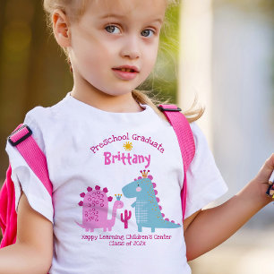 T-shirt Pour Les Tous Petits Diplômée de maternelle dinosaure nom personnalisé