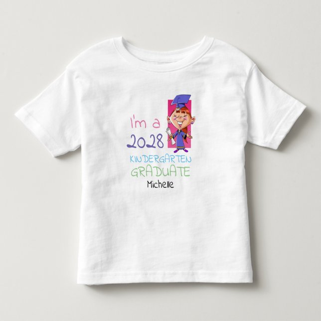 T-shirt Pour Les Tous Petits Diplômée de maternelle Fille de dessin animé migno (Devant)