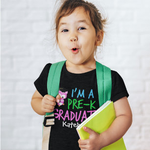 T-shirt Pour Les Tous Petits Diplômée de maternelle Fille Hibou Rose Personnali