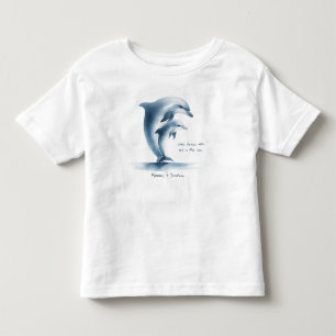 T-shirt Pour Les Tous Petits Dolphin Mère Bébé Bleu Aquarelle personnalisée