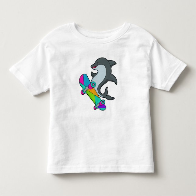 T-shirt Pour Les Tous Petits Dolpin comme patineur avec skateboard (Devant)