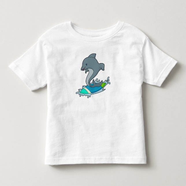 T-shirt Pour Les Tous Petits Dolpin comme Surfer avec Surfer (Devant)