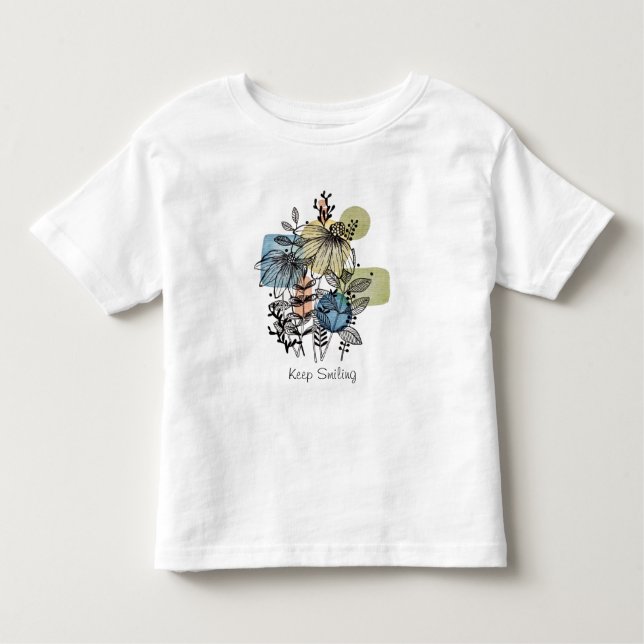 T-shirt Pour Les Tous Petits Doodle de marguerite à l'encre et à l'aquarelle (Devant)
