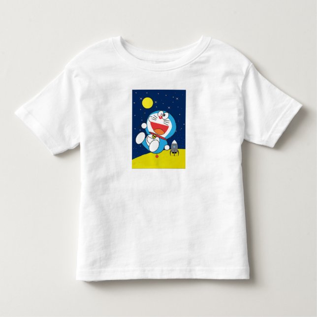 T-shirt Pour Les Tous Petits Doraemon at Space Adventure Design  (Devant)