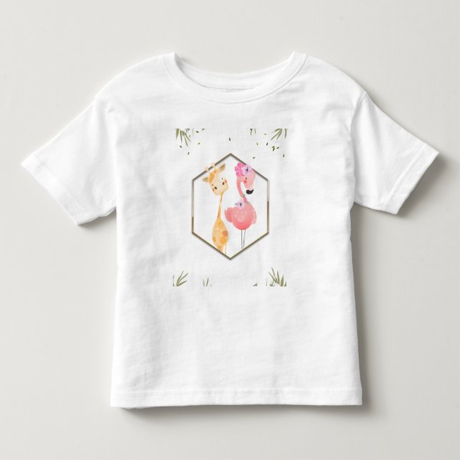 T-shirt Pour Les Tous Petits Douce Fête de Naissance au style aquarelle tropica (Devant)