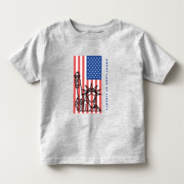 T-shirt Pour Les Tous Petits Douce terre de liberté, drapeau américain, 4 juill (Devant)