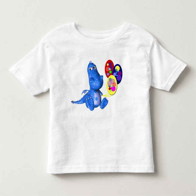 T-shirt Pour Les Tous Petits Dragon Bleu Et Ballons Mignons (Devant)