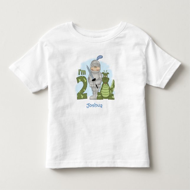 T-shirt Pour Les Tous Petits Dragon Knight 2e anniversaire Personnalisé (Devant)
