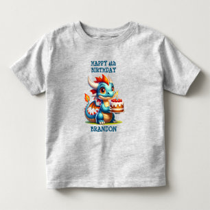 T-shirt Pour Les Tous Petits Dragon Thème Personnalisé Anniversaire Garçon