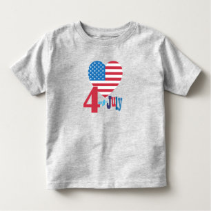 T-shirt Pour Les Tous Petits Drapeau 4 juillet américain Drapeau de coeur Patri