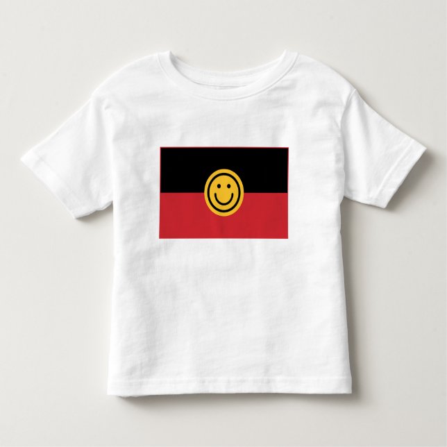 T-shirt Pour Les Tous Petits Drapeau aborigène australien avec visage sourire (Devant)