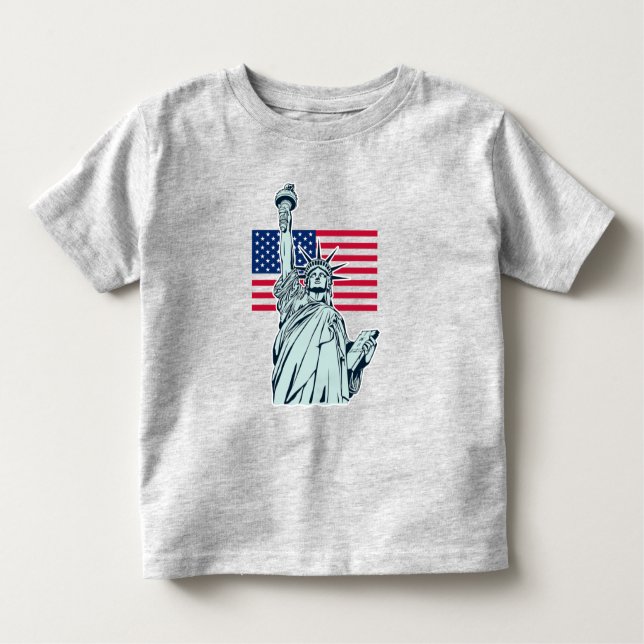 T-shirt Pour Les Tous Petits Drapeau américain avec Lady Liberty (Devant)