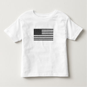 T-shirt Pour Les Tous Petits Drapeau américain noir et blanc Vintage rétro