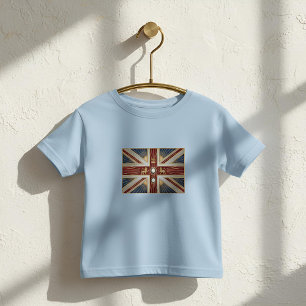 T-shirt Pour Les Tous Petits Drapeau Art Déco du patrimoine Royaume-Uni Vin