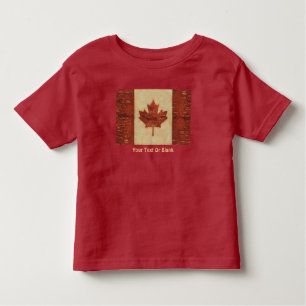 T-shirt Pour Les Tous Petits Drapeau Canadien Sur L'Écorce De Birch Intérieur