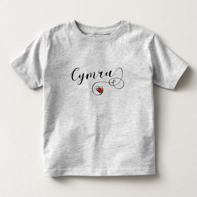 T-shirt Pour Les Tous Petits Drapeau De Cymru Wales En Coeur (Devant)