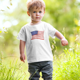 T-shirt Pour Les Tous Petits Drapeau Patriotique Rouge Blanc et Bleu tendance
