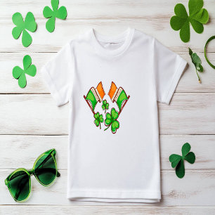 T-shirt Pour Les Tous Petits Drapeaux Et Shamocs Irlandais