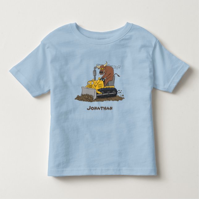 T-shirt Pour Les Tous Petits Drôle bulldozer de conduite de taureaux (Devant)