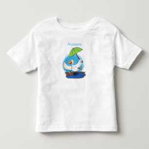 T-shirt Pour Les Tous Petits Drôle canard avec parapluie dessin animé