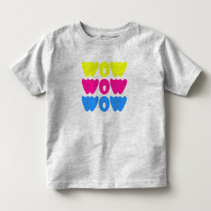 T-shirt Pour Les Tous Petits Drôle coloré WOW dire simple rose bleu jaune